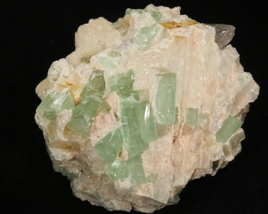 Tourmalin, Verdelith, 2 billeder, krystaller på begge sider, Pakistan, 72 gr 5 cm