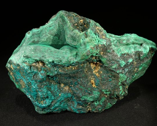 Pudsigt stykke med malachite og Chrysocola, 2 bild. Congo, 402 gr 11 cm